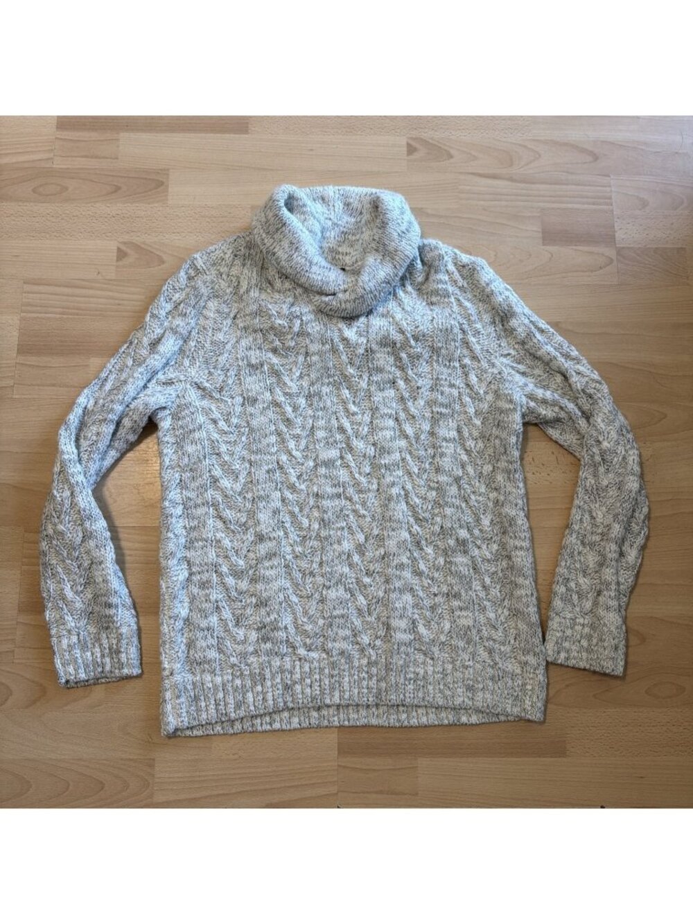 Express Men's Turtleneck Sweater Wool Blend Cable Knit Pullover XL White NEW